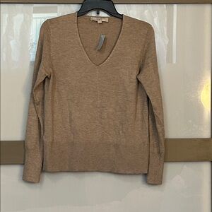 LOFT Classic V-Neck Sweater in Tan